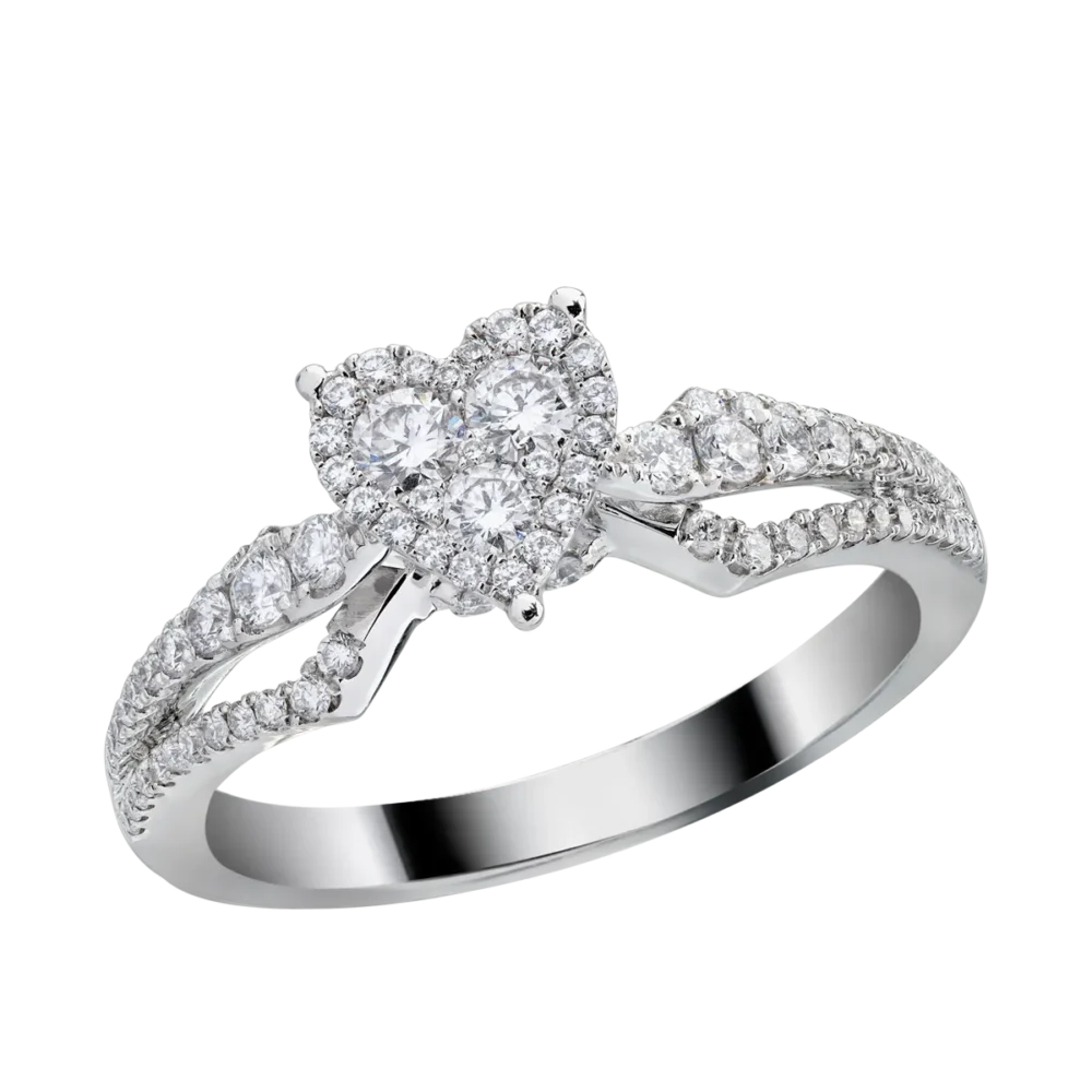 Inel de logodna din aur alb cu diamante de 0.51ct