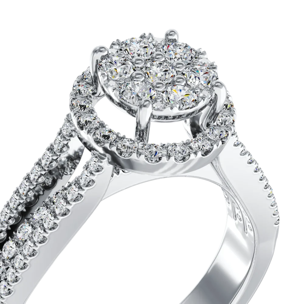 Inel de logodna din aur alb cu diamante de 0.57ct - imagine 4