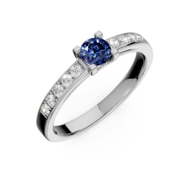 Inel de logodna din aur alb cu safir de 0.368ct si diamante de 0.134ct