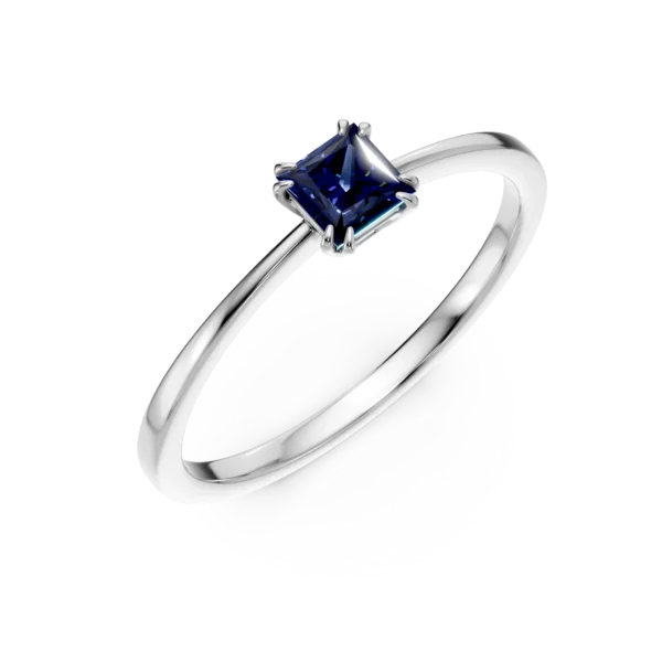 Inel de logodna din aur alb cu safir princess de 0.3ct