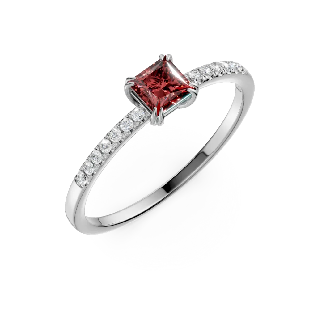 Inel de logodna din aur alb cu turmalina multicolor de 0.39ct si diamante de 0.06ct