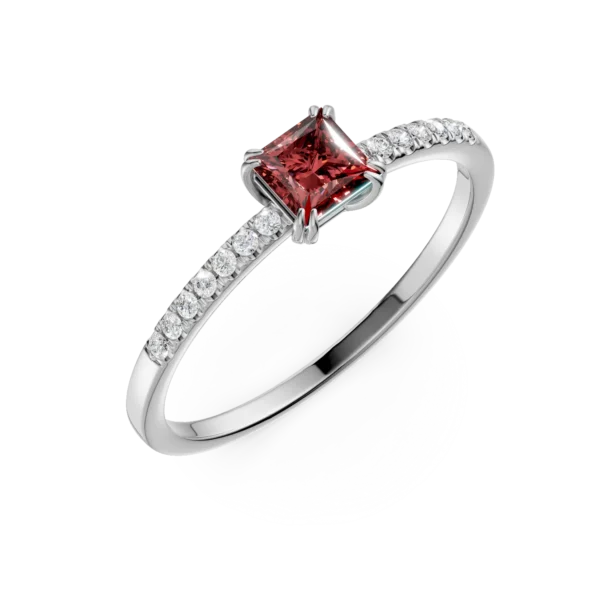 Inel de logodna din aur alb cu turmalina multicolor de 0.39ct si diamante de 0.06ct