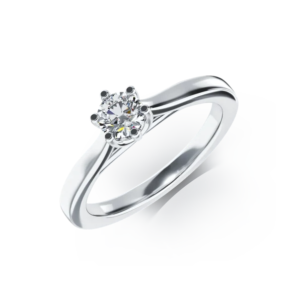 Inel de logodna din aur alb cu un diamant solitaire de 0.15ct