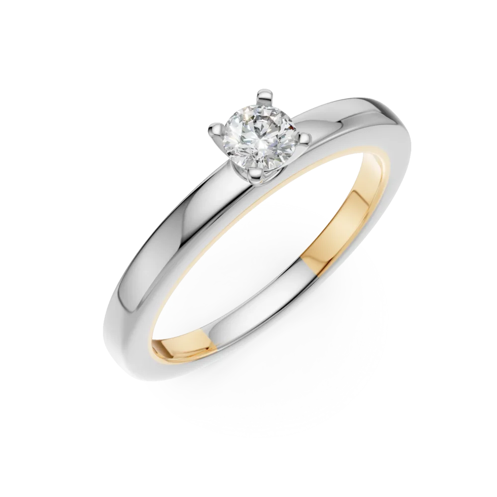 Inel de logodna din aur alb cu un diamant solitaire de 0.16ct