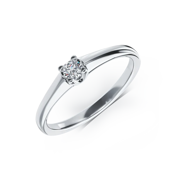 Inel de logodna din aur alb cu un diamant solitaire de 0.1ct