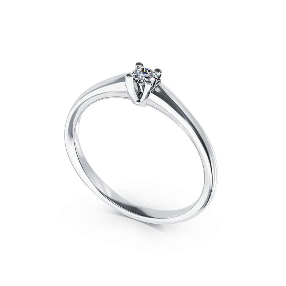 Inel de logodna din aur alb cu un diamant solitaire de 0.1ct - imagine 2