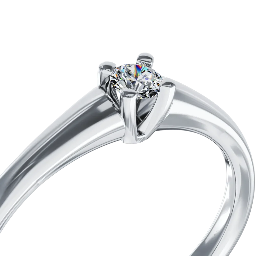 Inel de logodna din aur alb cu un diamant solitaire de 0.1ct - imagine 4
