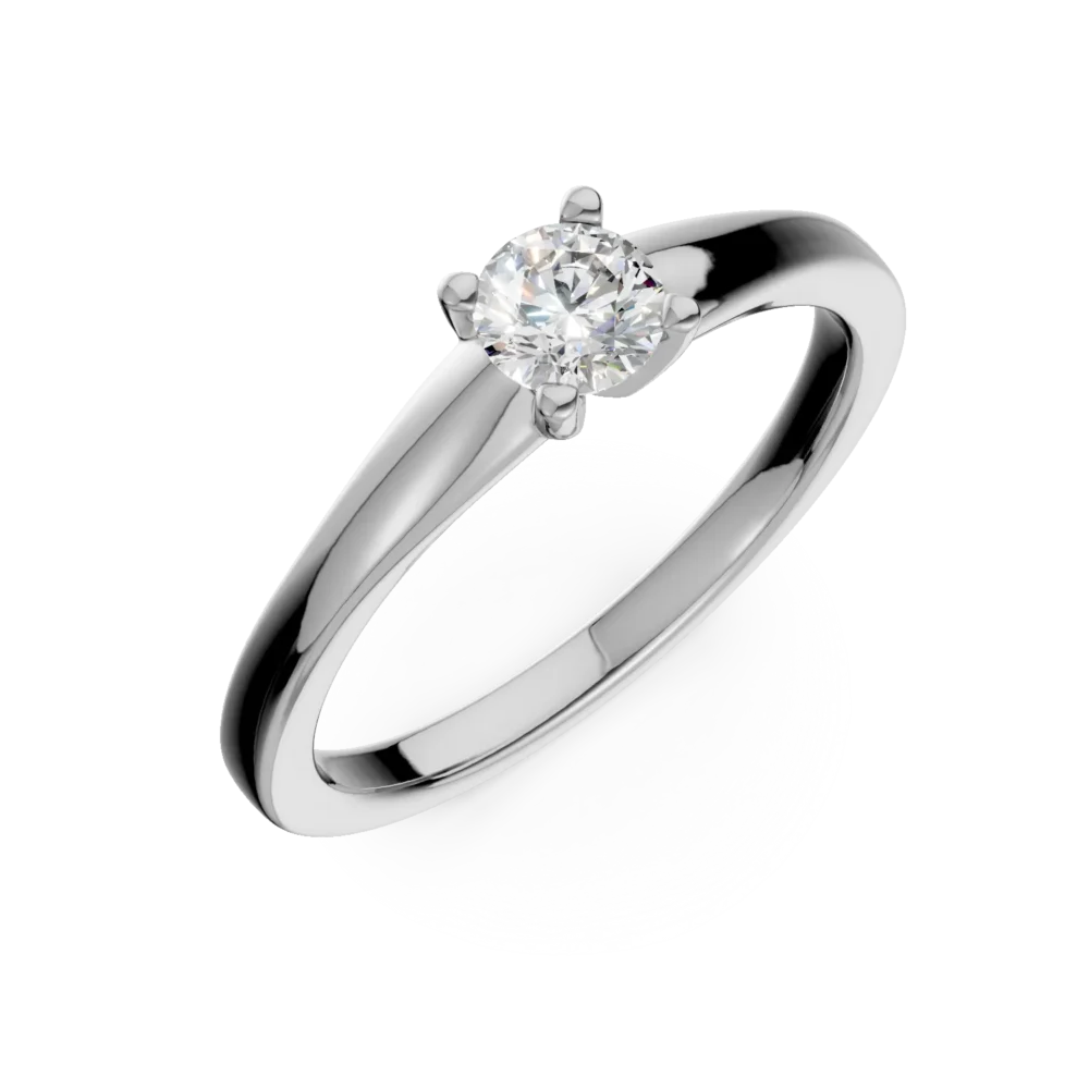 Inel de logodna din aur alb cu un diamant solitaire de 0.24ct