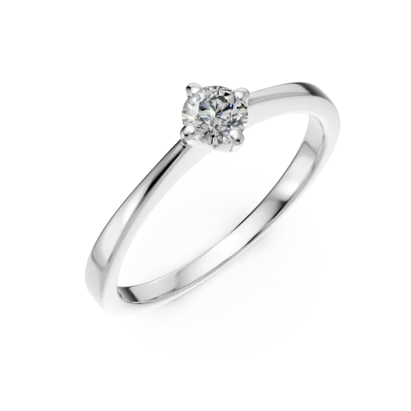 Inel de logodna din aur alb cu un diamant solitaire de 0.26ct