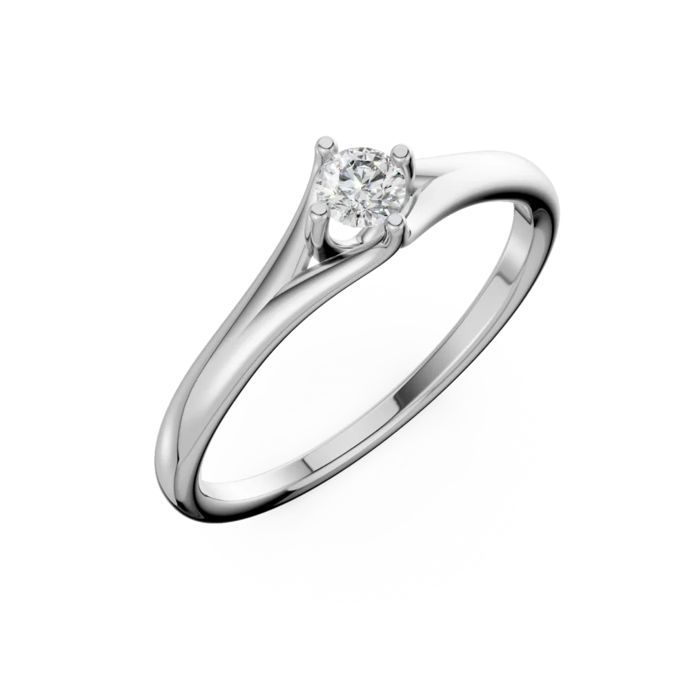 Inel de logodna din aur alb cu un diamant solitaire de 0.2ct