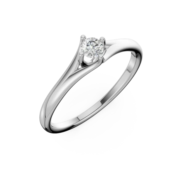 Inel de logodna din aur alb cu un diamant solitaire de 0.2ct