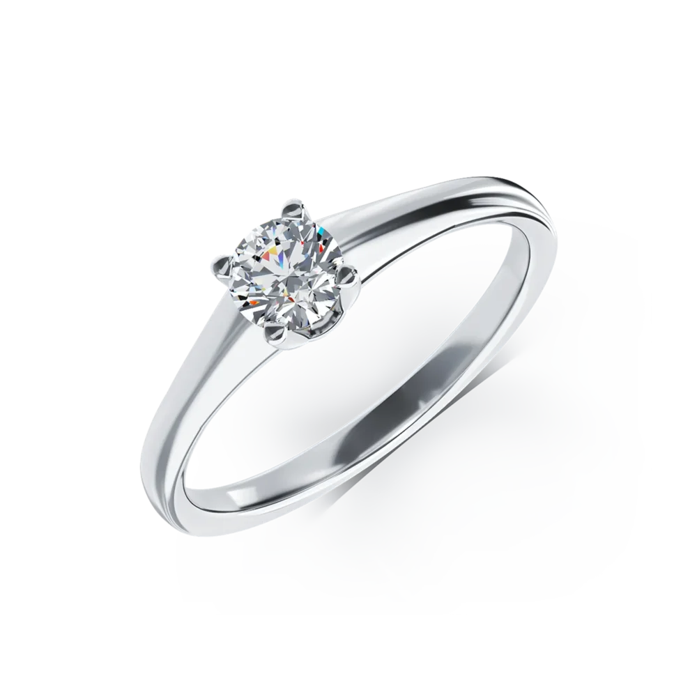 Inel de logodna din aur alb cu un diamant solitaire de 0.31ct