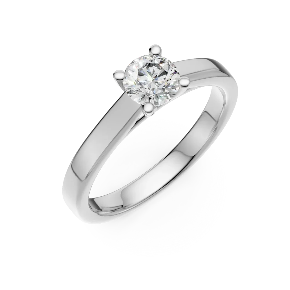 Inel de logodna din aur alb cu un diamant solitaire de 0.34ct