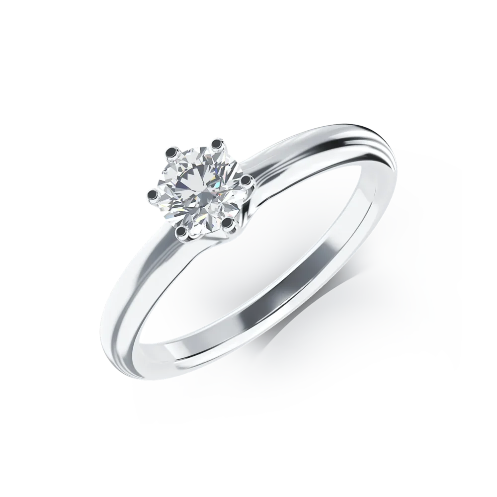 Inel de logodna din aur alb cu un diamant solitaire de 0.4ct