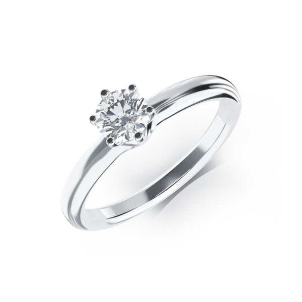 Inel de logodna din aur alb cu un diamant solitaire de 0.4ct