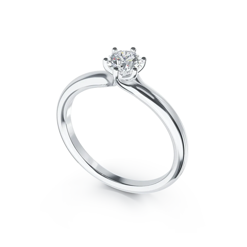 Inel de logodna din aur alb cu un diamant solitaire de 0.4ct - imagine 2