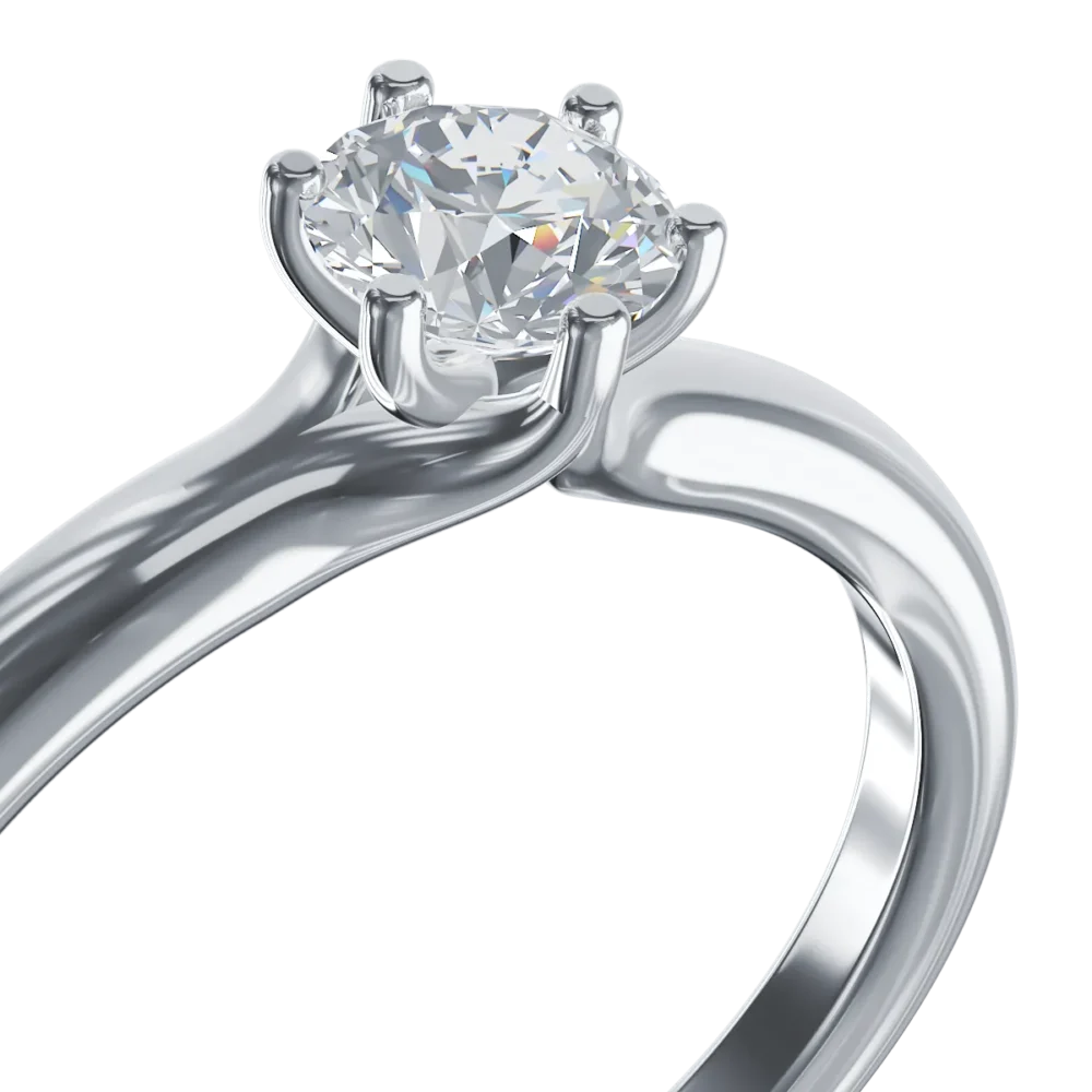 Inel de logodna din aur alb cu un diamant solitaire de 0.4ct - imagine 4