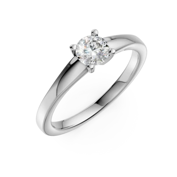 Inel de logodna din aur alb cu un diamant solitaire de 0.4ct