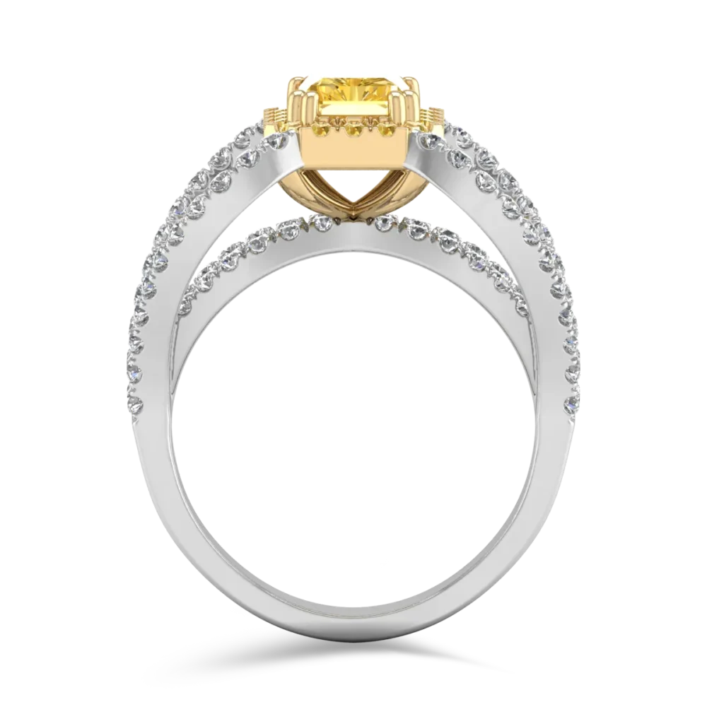 Inel de logodna din aur alb-galben cu pietre pretioase de 1.35ct - imagine 2