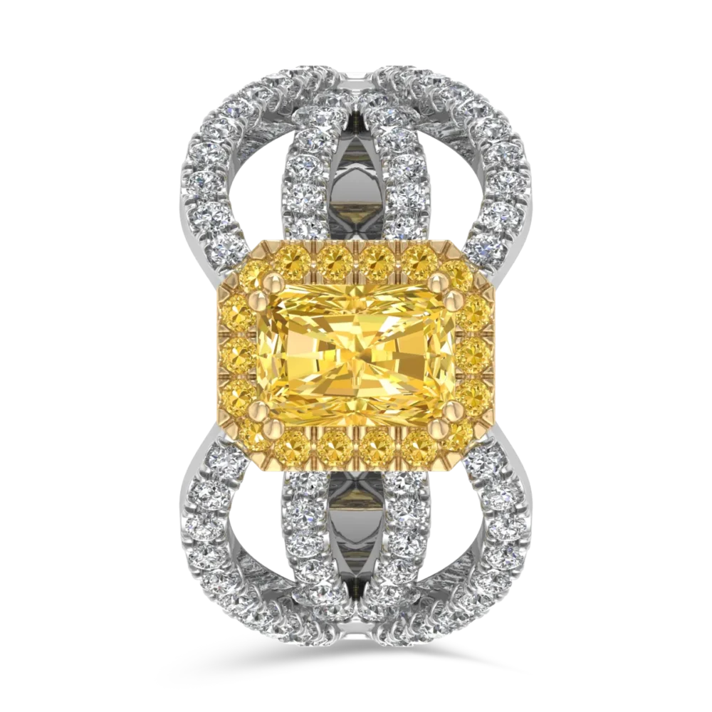 Inel de logodna din aur alb-galben cu pietre pretioase de 1.35ct - imagine 3