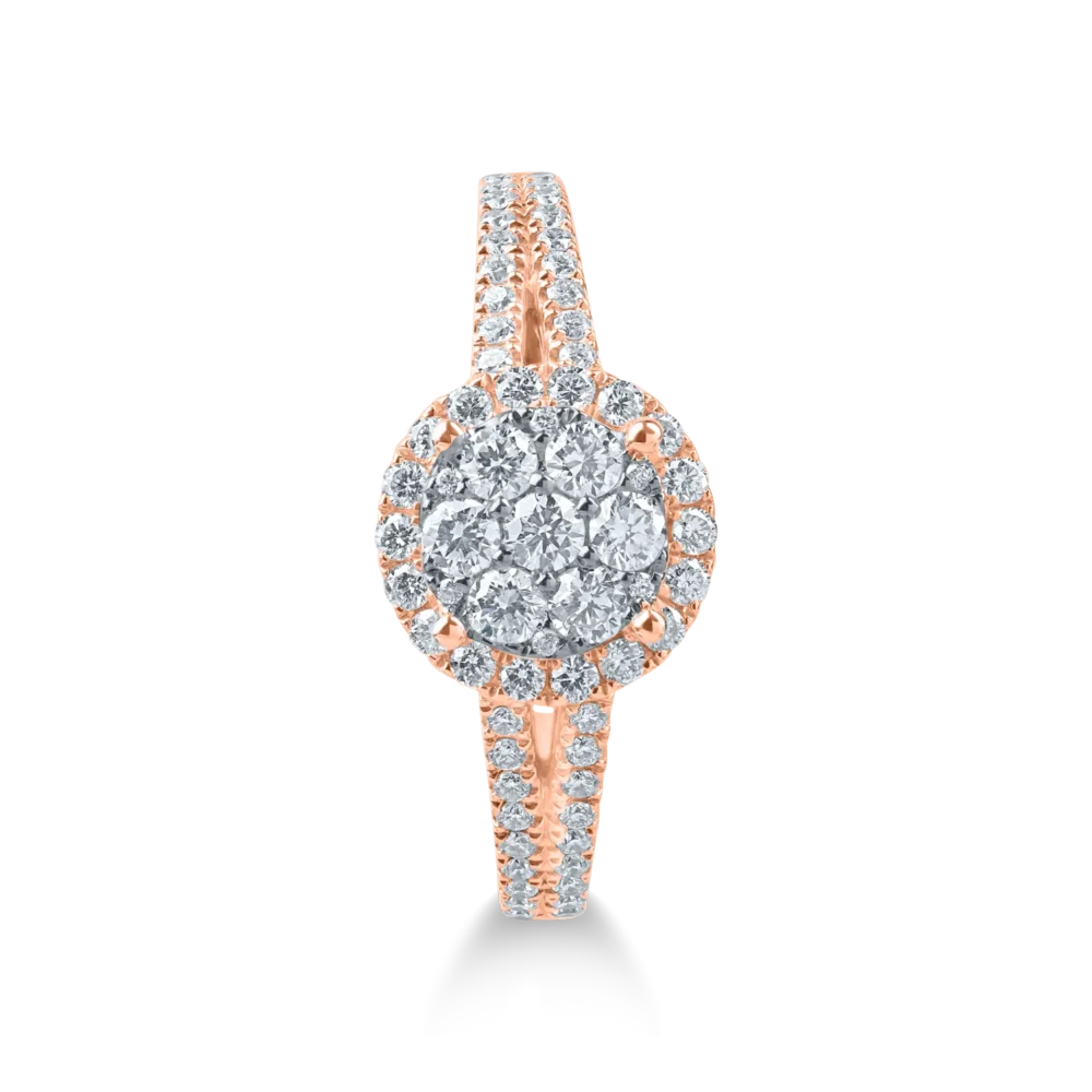 Inel de logodna din aur alb-roz cu diamante de 0.7ct - imagine 2
