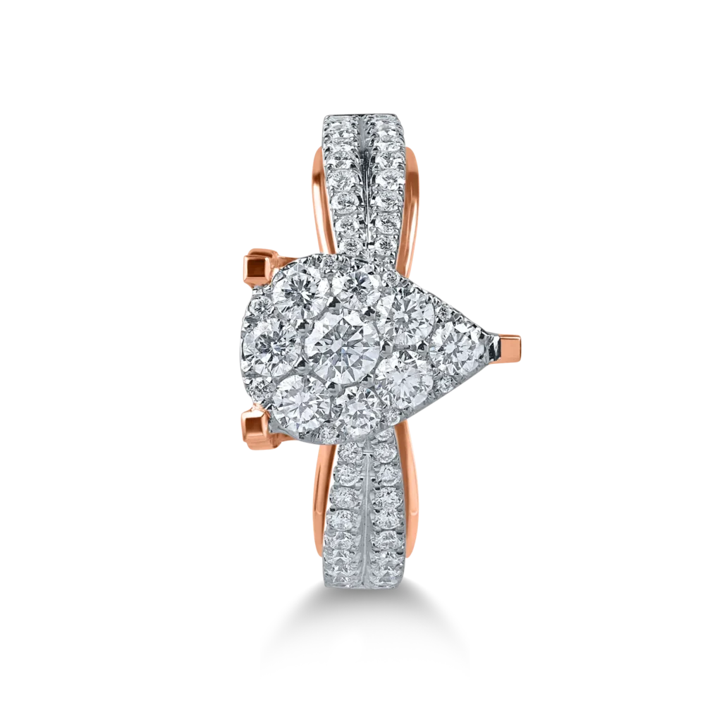 Inel de logodna din aur alb-roz cu diamante de 0.8ct - imagine 2