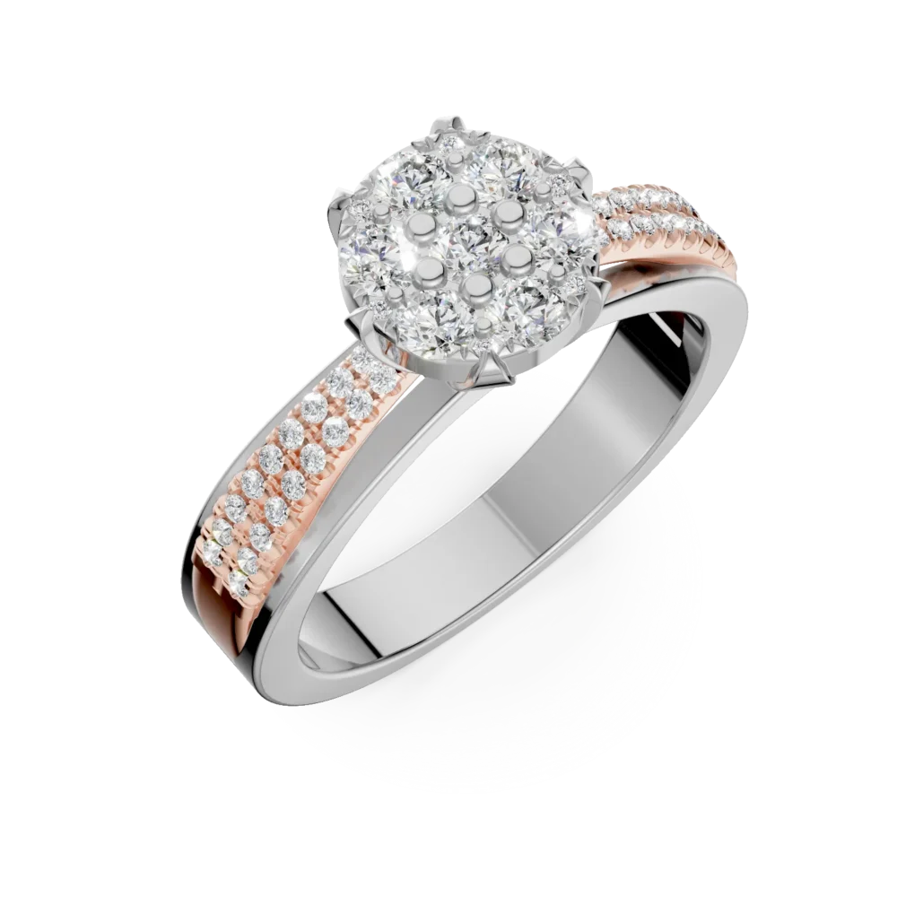 Inel de logodna din aur alb-roz cu diamante de 0.36ct