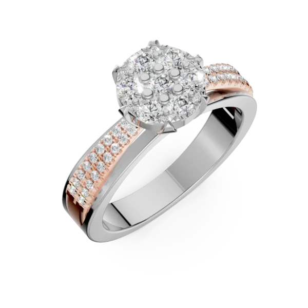 Inel de logodna din aur alb-roz cu diamante de 0.36ct