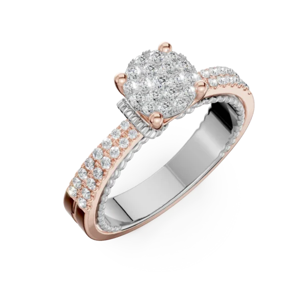 Inel de logodna din aur alb-roz cu diamante de 0.44ct