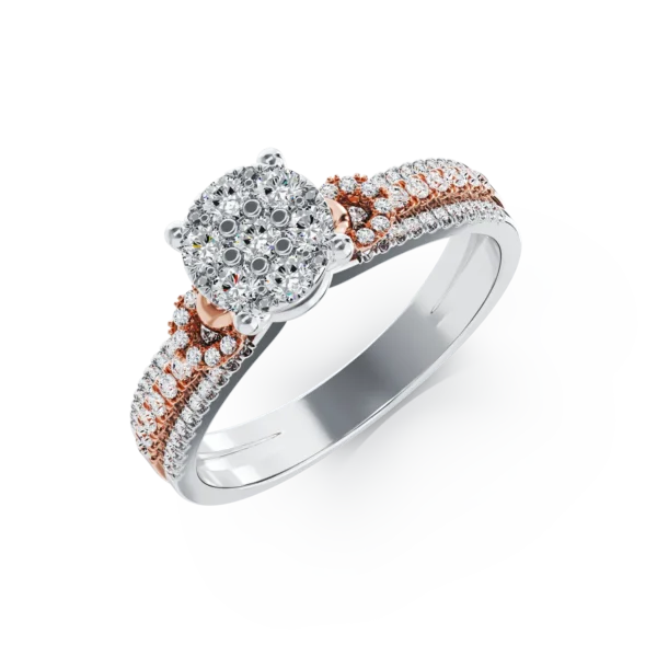 Inel de logodna din aur alb-roz cu diamante de 0.46ct