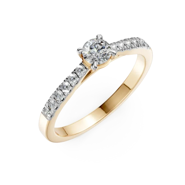 Inel de logodna din aur galben cu diamant de 0.24ct si diamante de 0.135ct