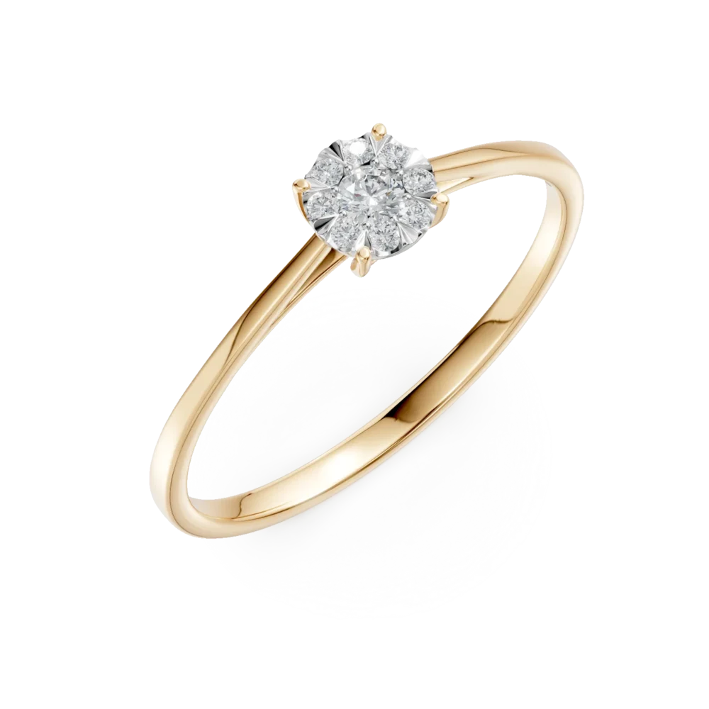 Inel de logodna din aur galben cu diamante de 0.10ct