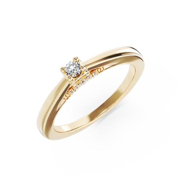 Inel de logodna din aur galben cu diamant de 0.07ct si diamante de 0.09ct