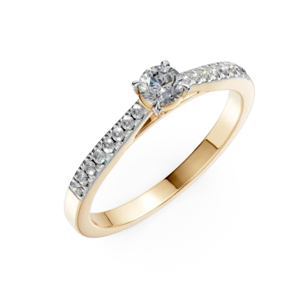 Inel de logodna din aur galben cu diamant de 0.112ct si diamante de 0.148ct