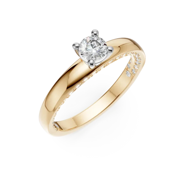 Inel de logodna din aur galben cu diamant de 0.2ct si diamante de 0.2ct