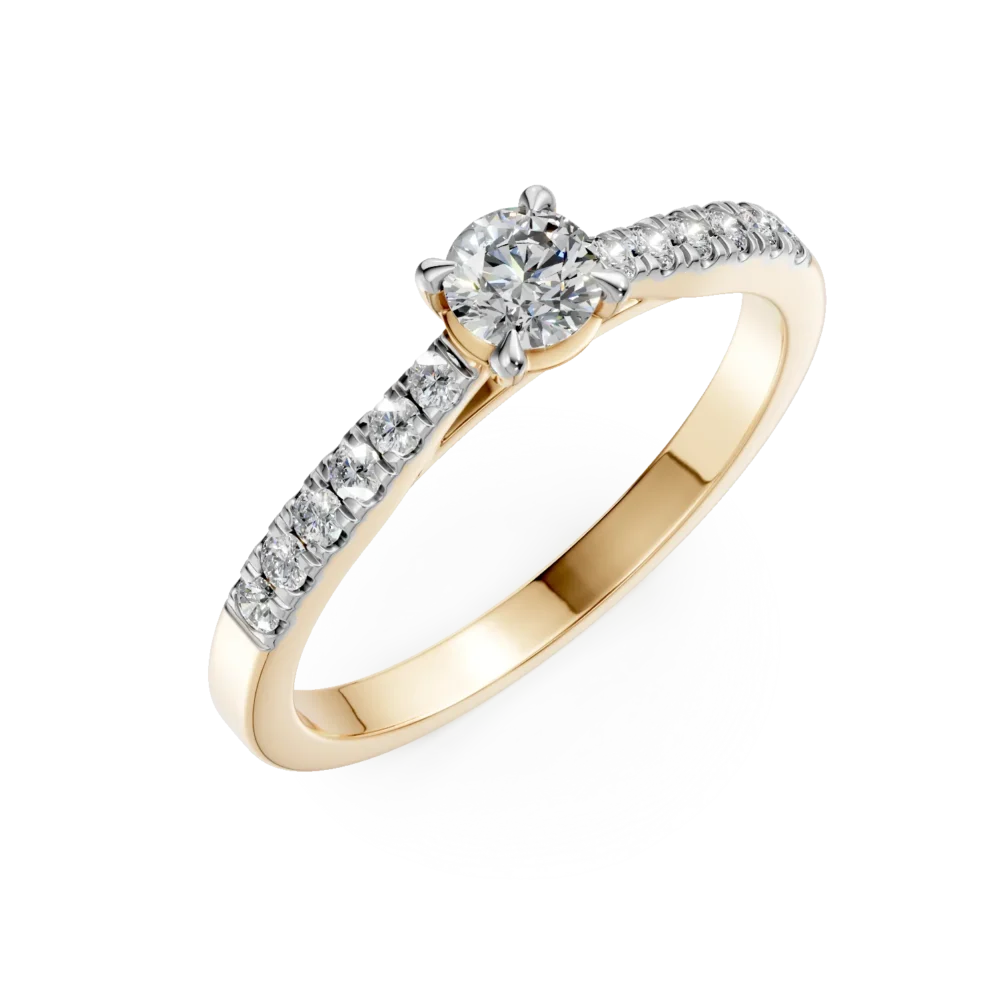 Inel de logodna din aur galben cu diamant de 0.31ct si diamante de 0.13ct