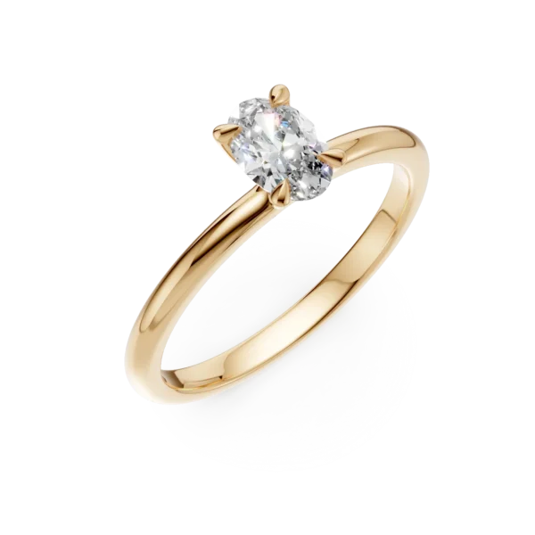 Inel de logodna din aur galben cu diamant oval de 0.4ct