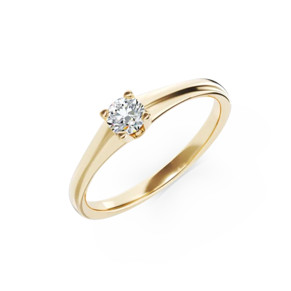 Inel de logodna din aur galben cu un diamant solitaire de 0.145ct