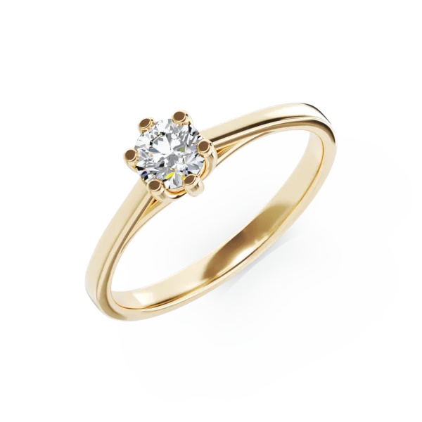 Inel de logodna din aur galben cu un diamant solitaire de 0.15ct