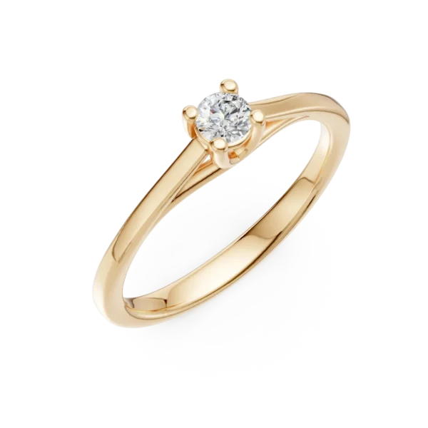 Inel de logodna din aur galben cu un diamant solitaire de 0.16ct