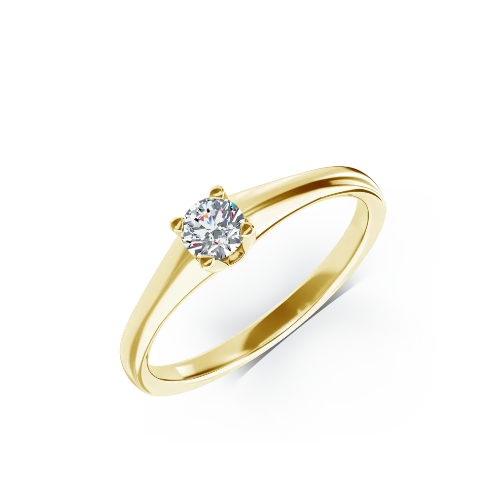 Inel de logodna din aur galben cu un diamant solitaire de 0.21ct
