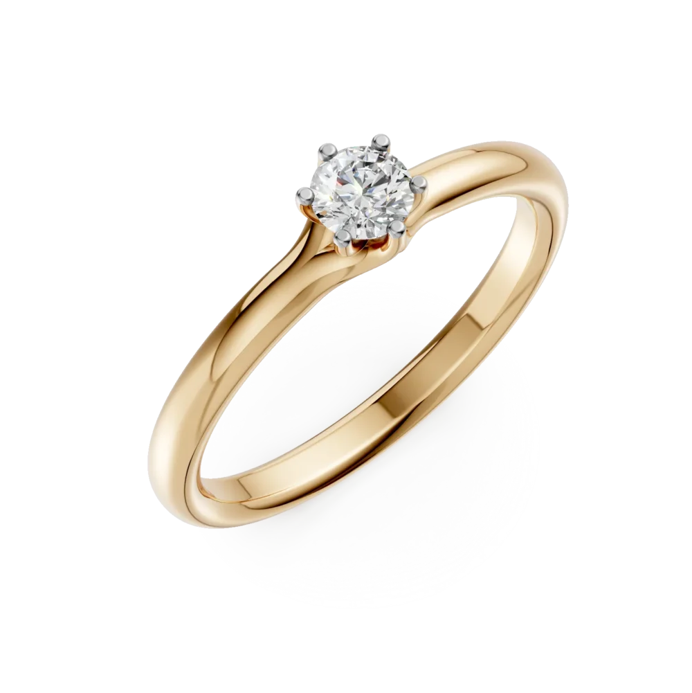 Inel de logodna din aur galben cu un diamant solitaire de 0.25ct
