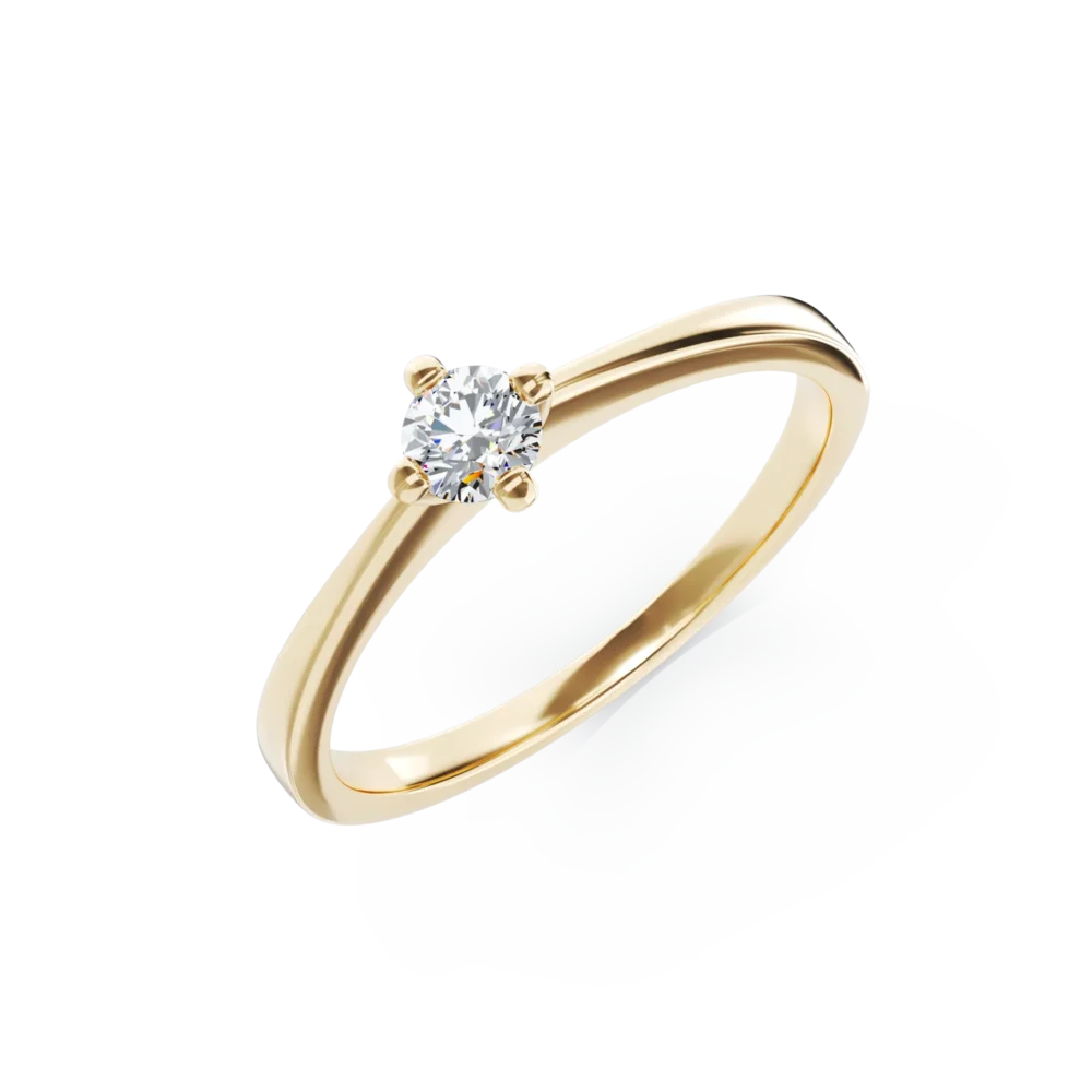 Inel de logodna din aur galben cu un diamant solitaire de 0.2ct