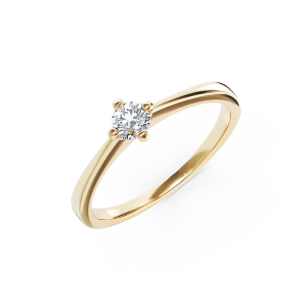 Inel de logodna din aur galben cu un diamant solitaire de 0.2ct