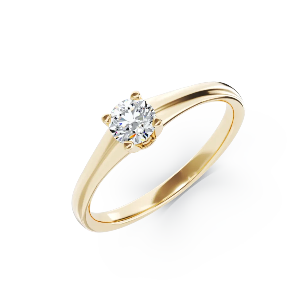 Inel de logodna din aur galben cu un diamant solitaire de 0.3ct