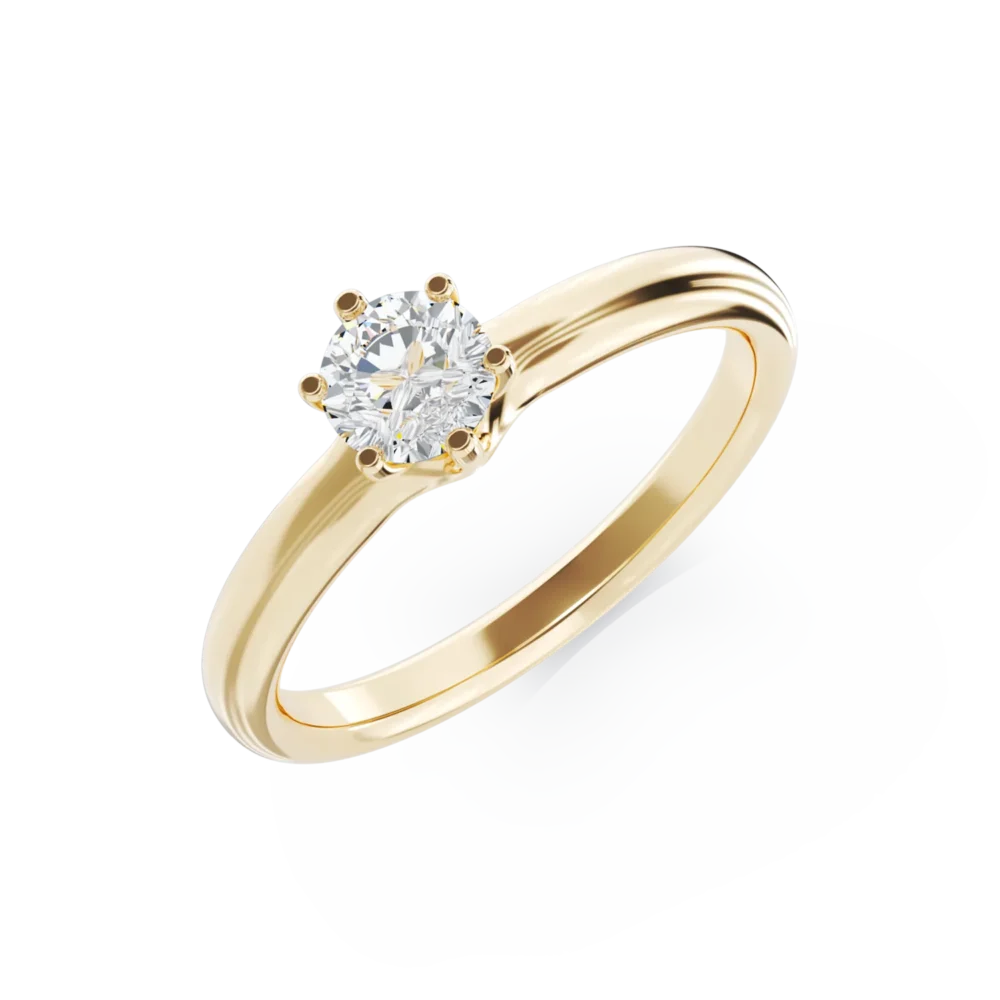 Inel de logodna din aur galben cu un diamant solitaire de 0.5ct