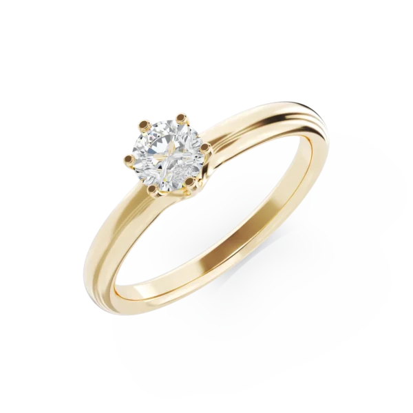 Inel de logodna din aur galben cu un diamant solitaire de 0.5ct