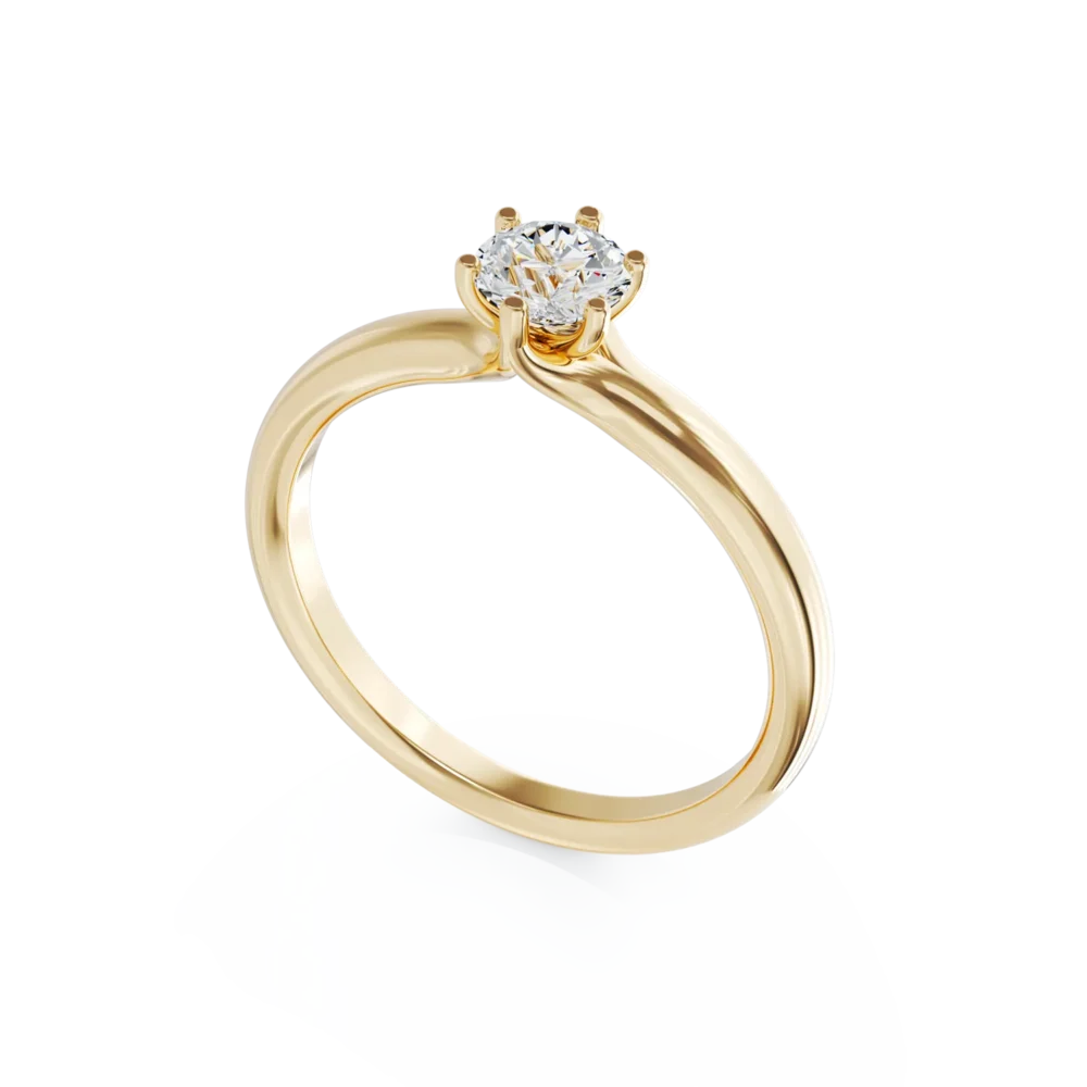 Inel de logodna din aur galben cu un diamant solitaire de 0.5ct - imagine 2