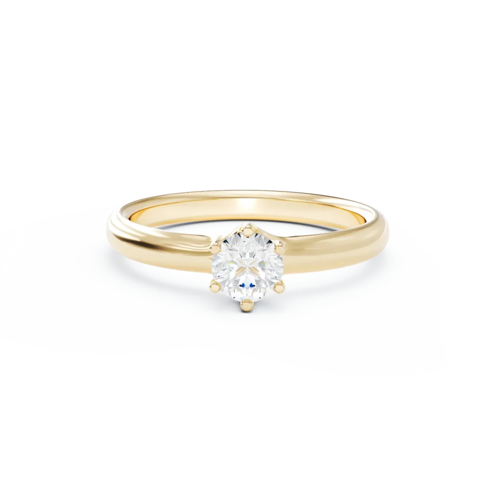 Inel de logodna din aur galben cu un diamant solitaire de 0.5ct - imagine 3