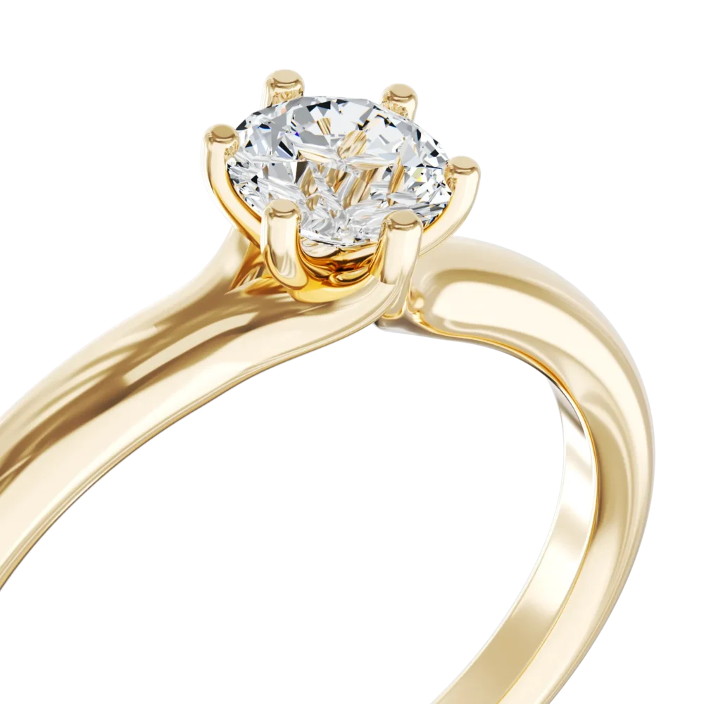 Inel de logodna din aur galben cu un diamant solitaire de 0.5ct - imagine 4